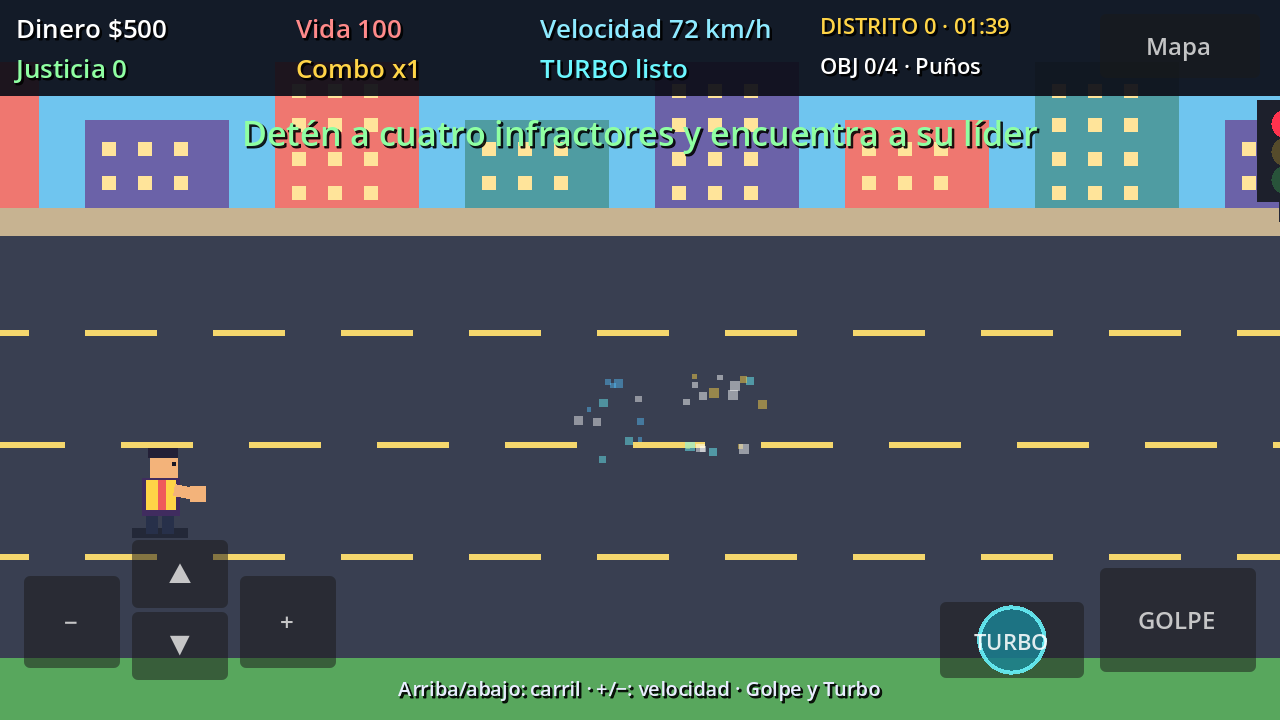 Efectos pixelados y respuesta visual del impacto Turbo