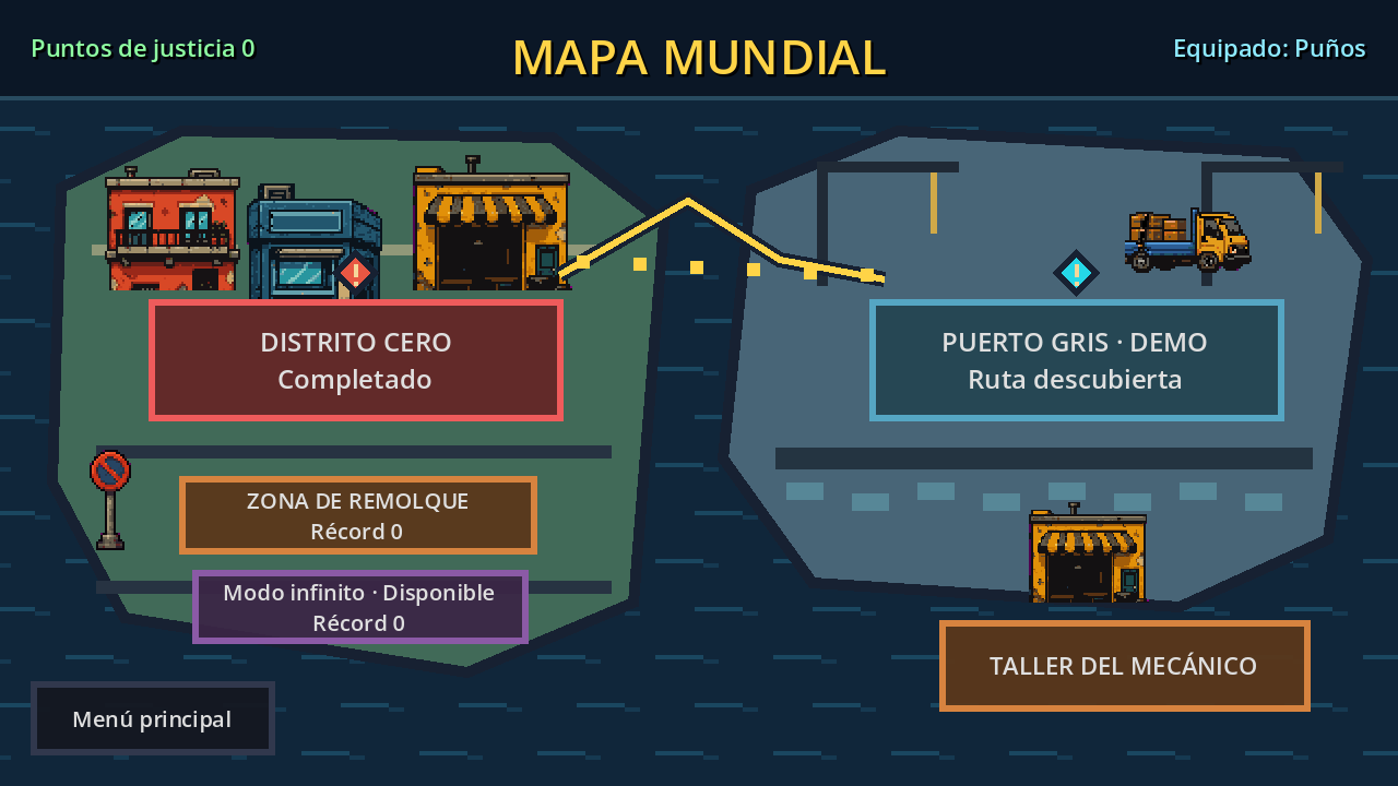 Mapa mundial con regiones, rutas y estados de progreso